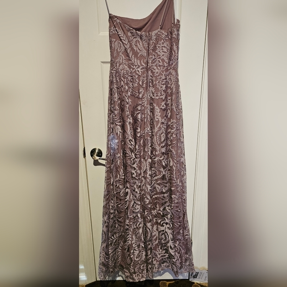 Windsor Purple Lace One Shoulder Gown - Picture 3 of 5